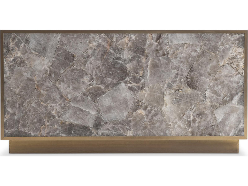 Interiors Tildon Rectangle Coffee Table in Aged Brass and Smoky Quartz