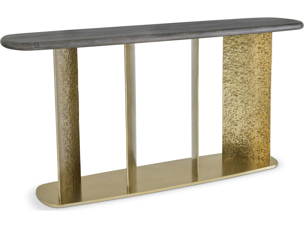 Interiors Trost Console Table in Mahogany and Dorado Gold