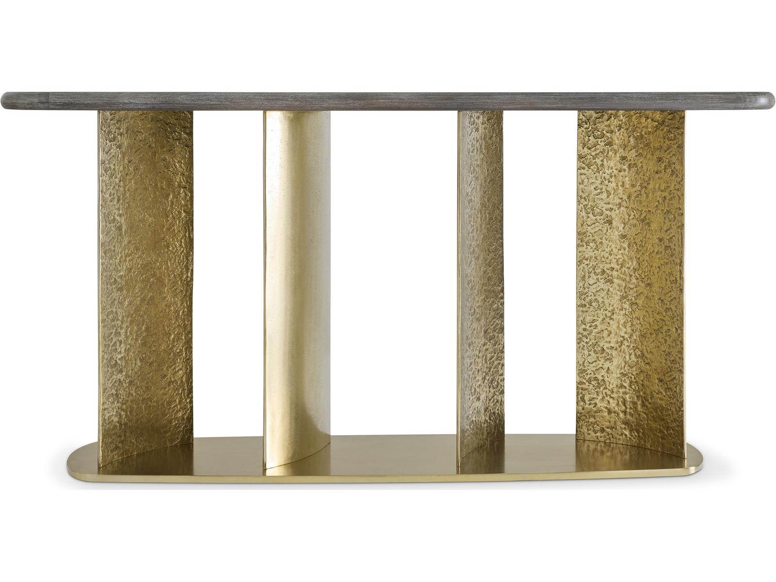 Interiors Trost Console Table in Mahogany and Dorado Gold