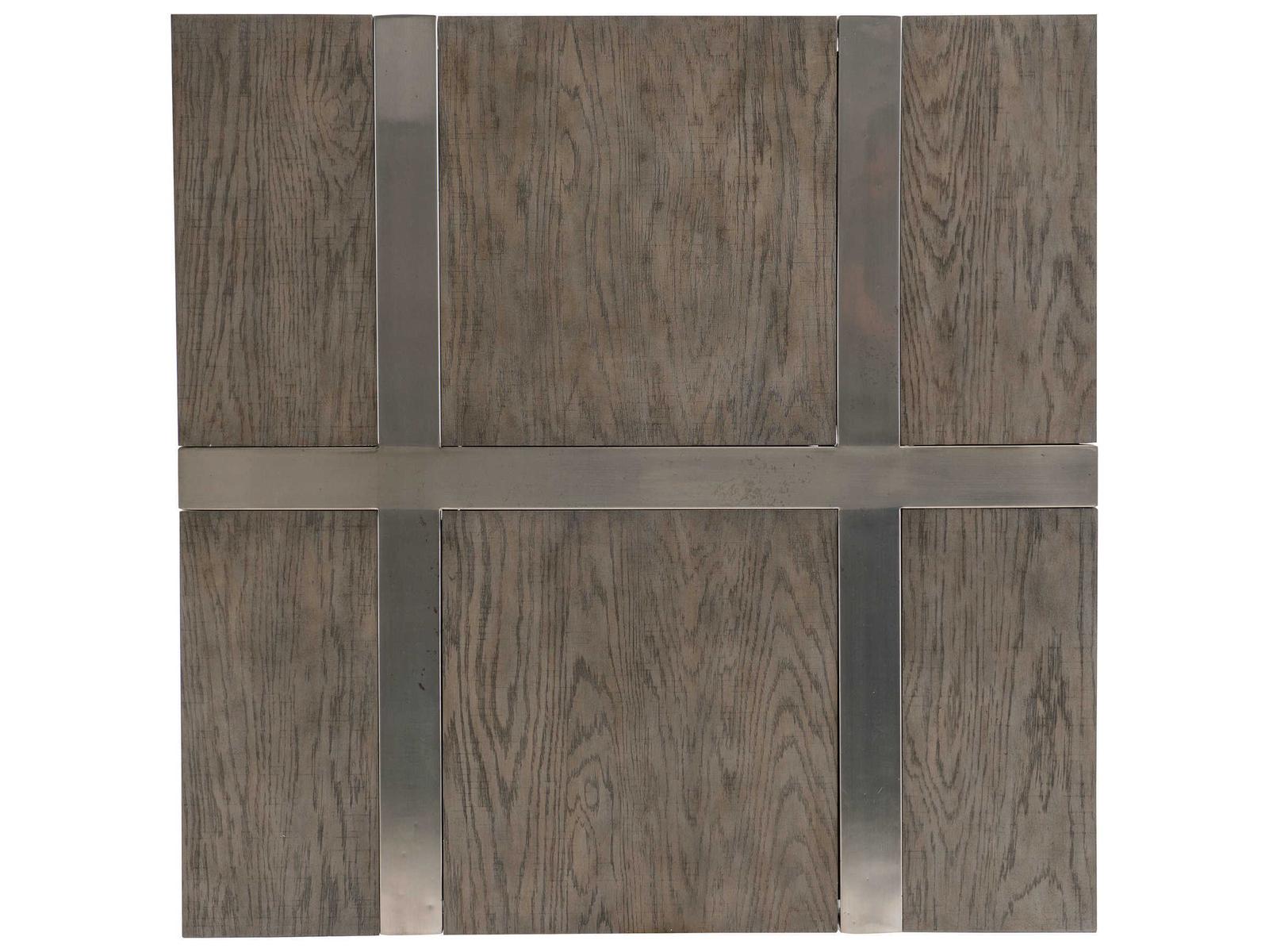 Interiors Leigh Square Cocktail Table in Rustic Gray and Tarnished Nickel