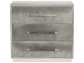 Interiors Parkin 3-Drawer Hair-on-Hide Nightstand with Stainless Steel Base