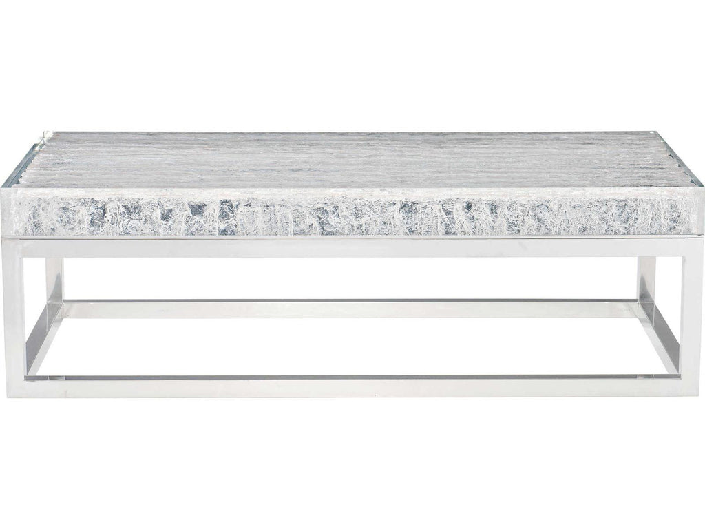 Arctic Rectangular Acrylic Top Coffee Table with Polished Stainless Steel Base