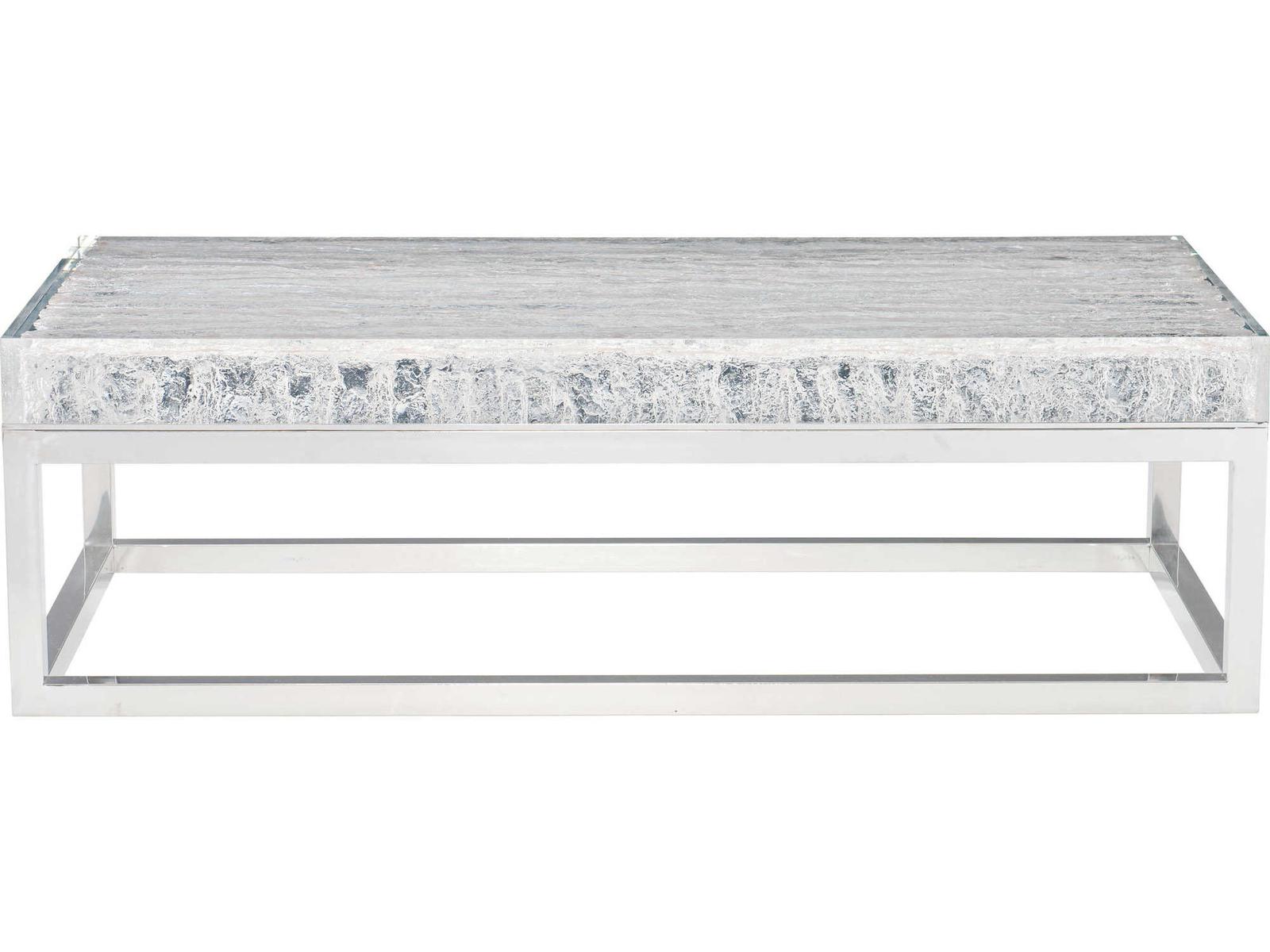 Arctic Rectangular Acrylic Top Coffee Table with Polished Stainless Steel Base