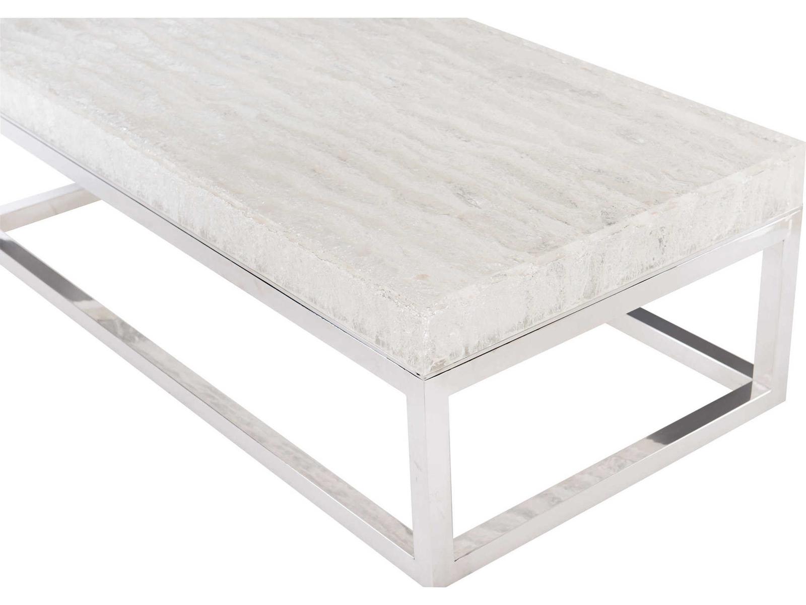 Arctic Rectangular Acrylic Top Coffee Table with Polished Stainless Steel Base
