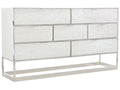 Interiors Parkhurst 7-Drawer Dresser in High Sheen White Lacquer with Stainless Steel