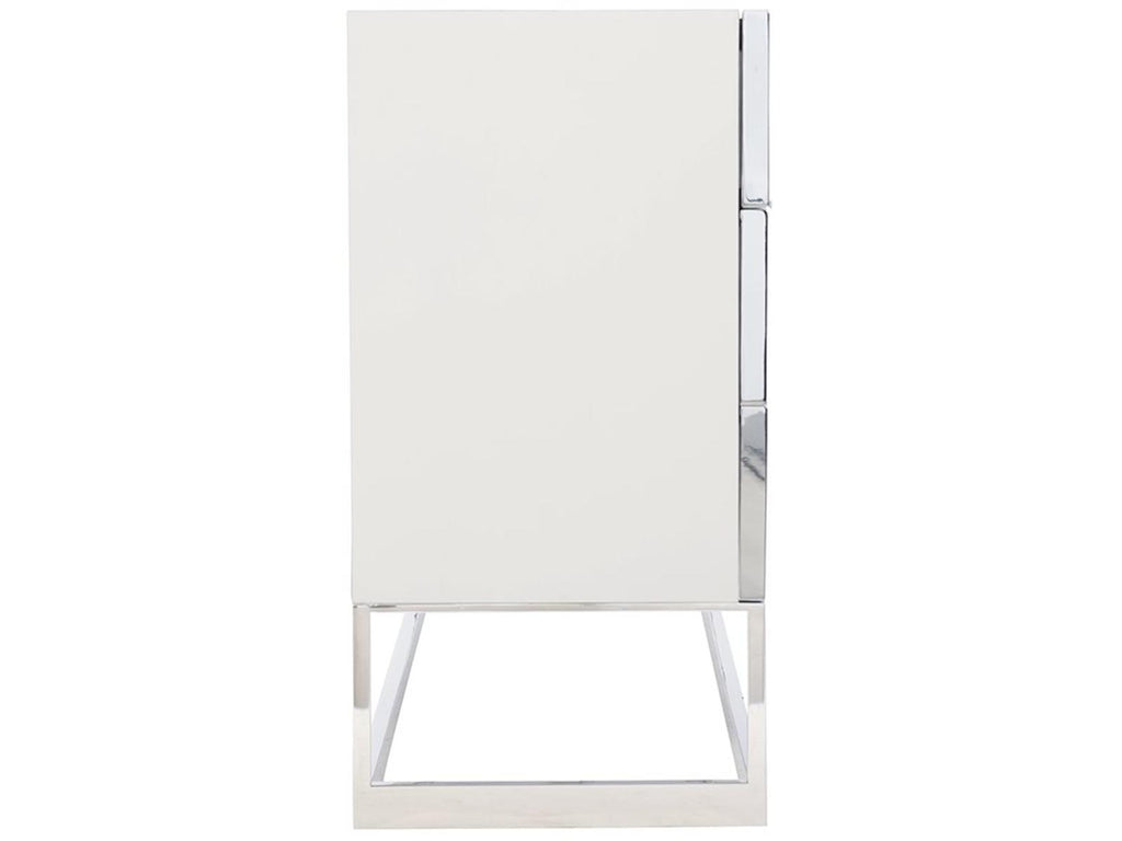 Interiors Parkhurst 7-Drawer Dresser in High Sheen White Lacquer with Stainless Steel