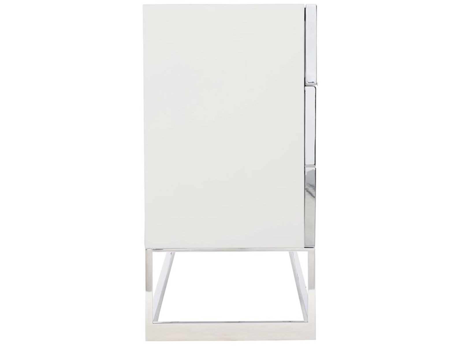 Interiors Parkhurst 7-Drawer Dresser in High Sheen White Lacquer with Stainless Steel