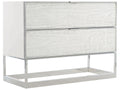 Parkhurst 2-Drawer Nightstand in High Sheen White Lacquer and Stainless Steel