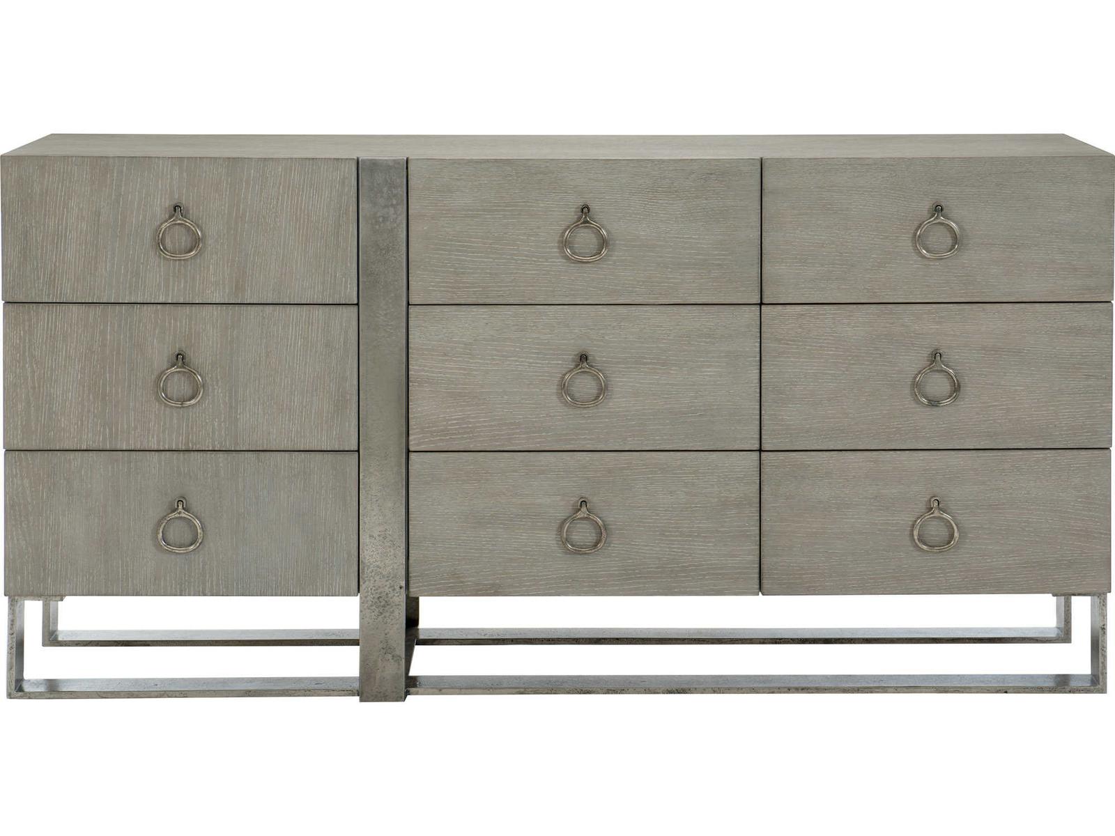 Linea 9-Drawer Dresser in Cerused Greige and Textured Graphite
