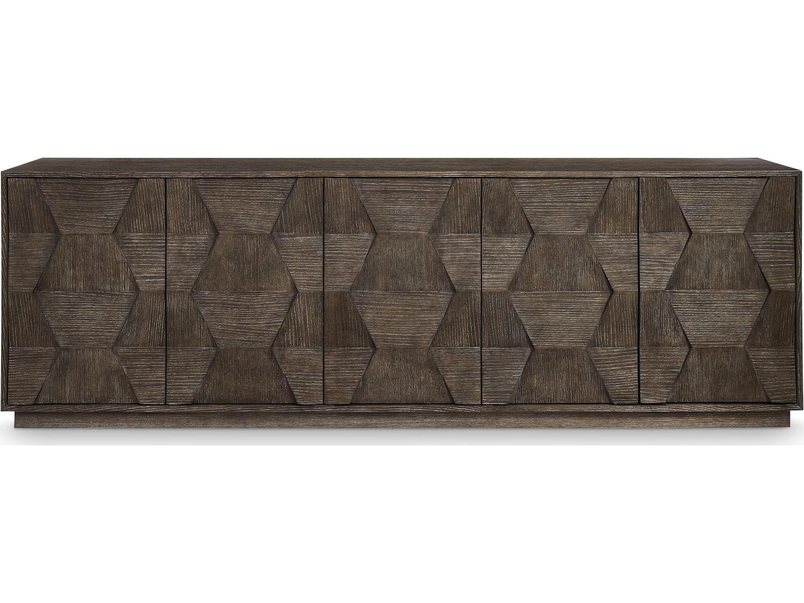 Linea 92-Inch Rectangle Entertainment Console in Cerused Charcoal