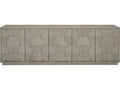 Linea Entertainment Credenza with 5 Push-to-Open Doors in Cerused Greige