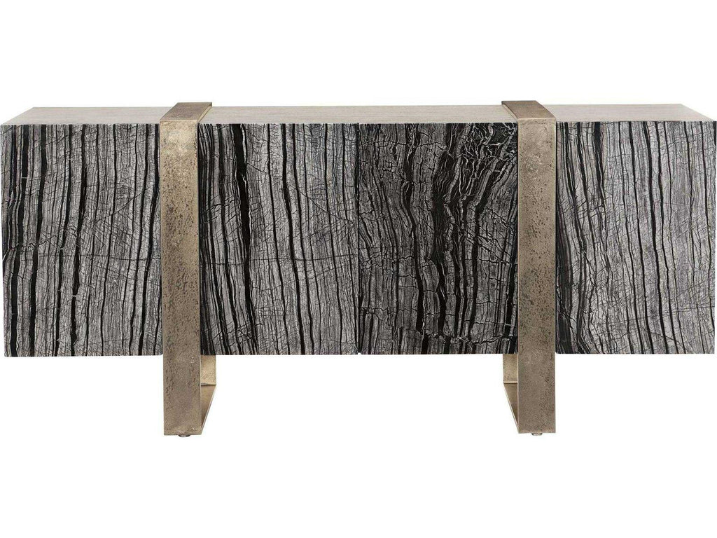 Linea 4-Door Entertainment Sideboard in Black Forest Marble and Graphite