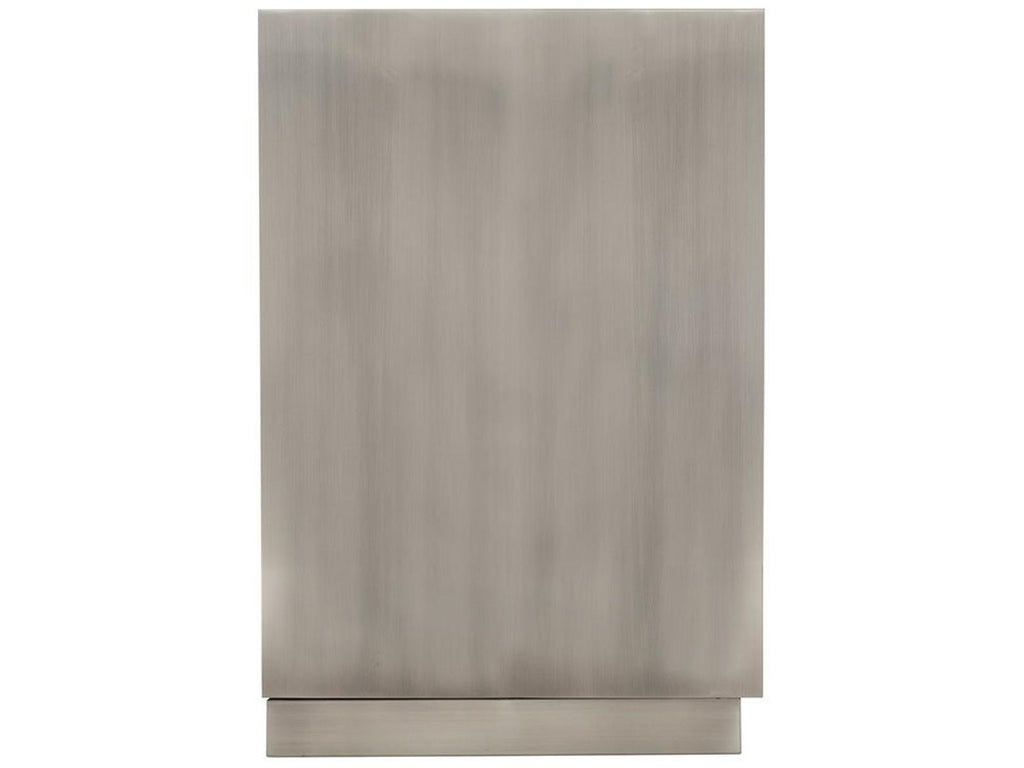 Interiors Trane Nightstand in Tarnished Nickel and Cerused Greige