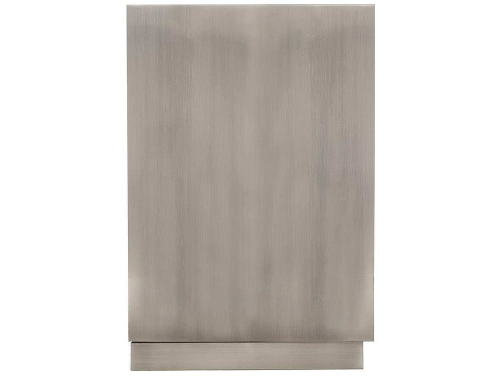 Interiors Trane Nightstand in Tarnished Nickel and Cerused Greige