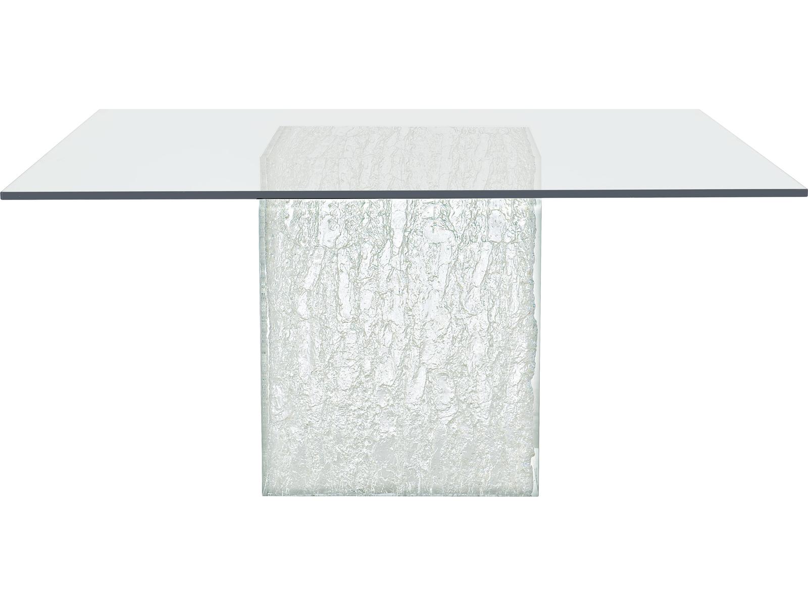 Arctic 60-Inch Square Glass Dining Table with Acrylic Pedestal