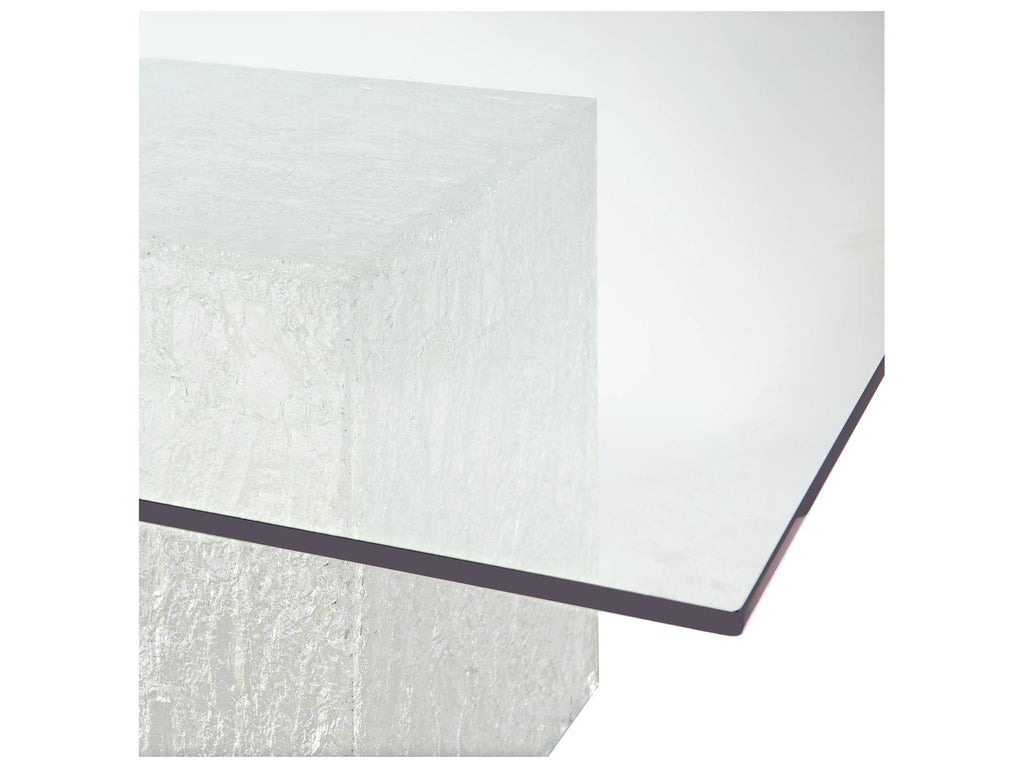 Arctic 60-Inch Square Glass Dining Table with Acrylic Pedestal