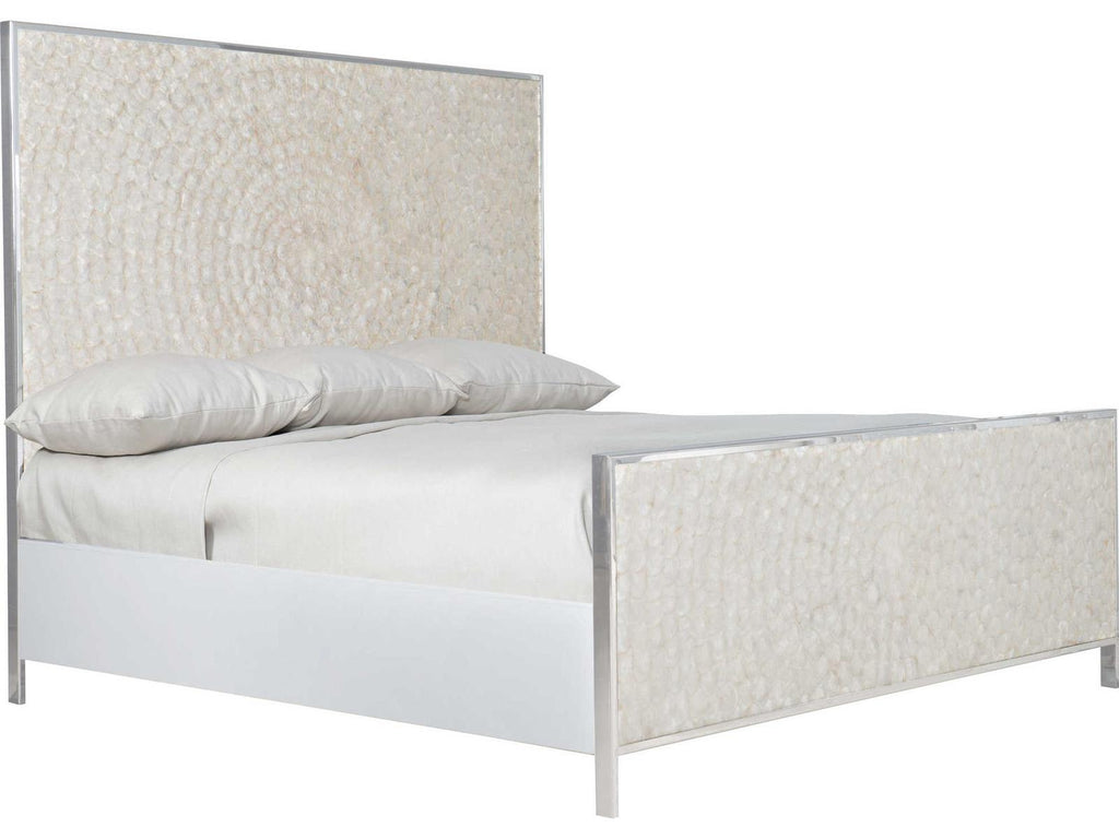 Interiors Helios King Panel Bed with Capiz Shell Headboard and Stainless Steel Frame