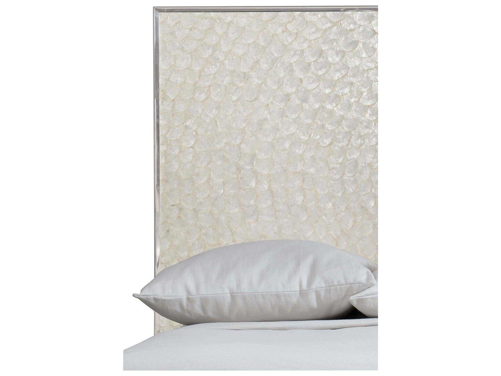 Interiors Helios King Panel Bed with Capiz Shell Headboard and Stainless Steel Frame