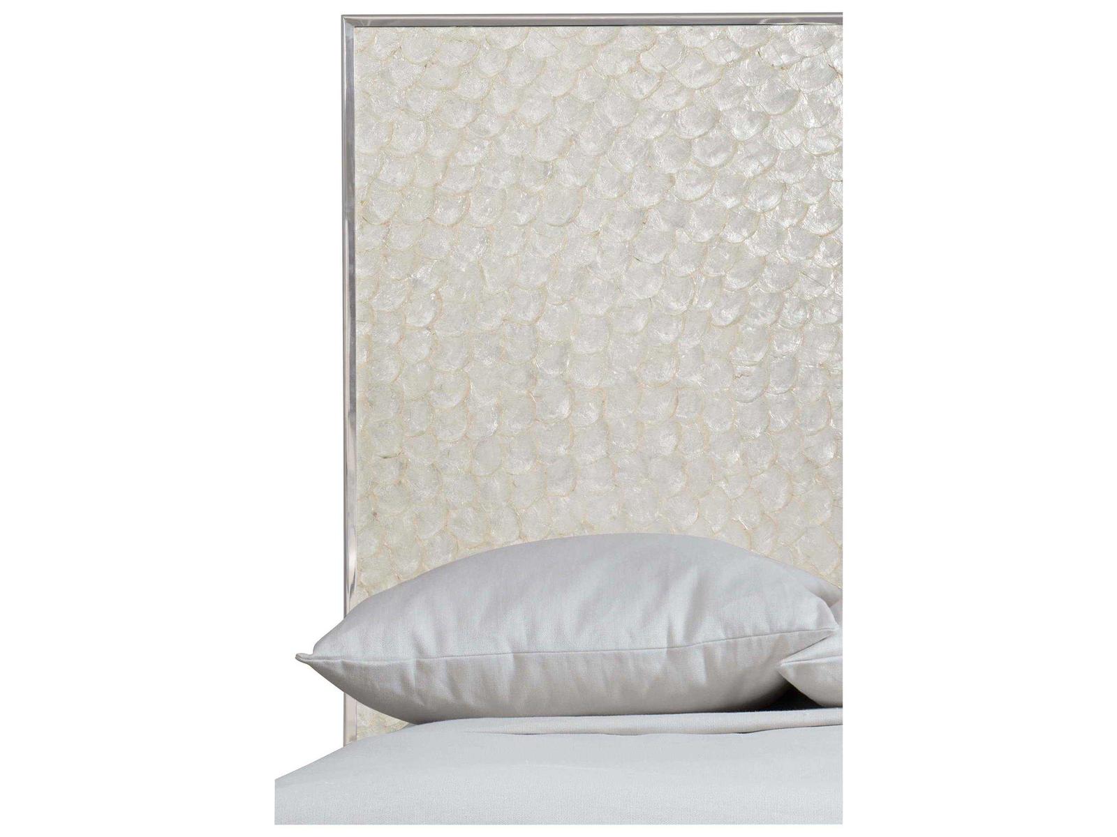 Interiors Helios King Panel Bed with Capiz Shell Headboard and Stainless Steel Frame