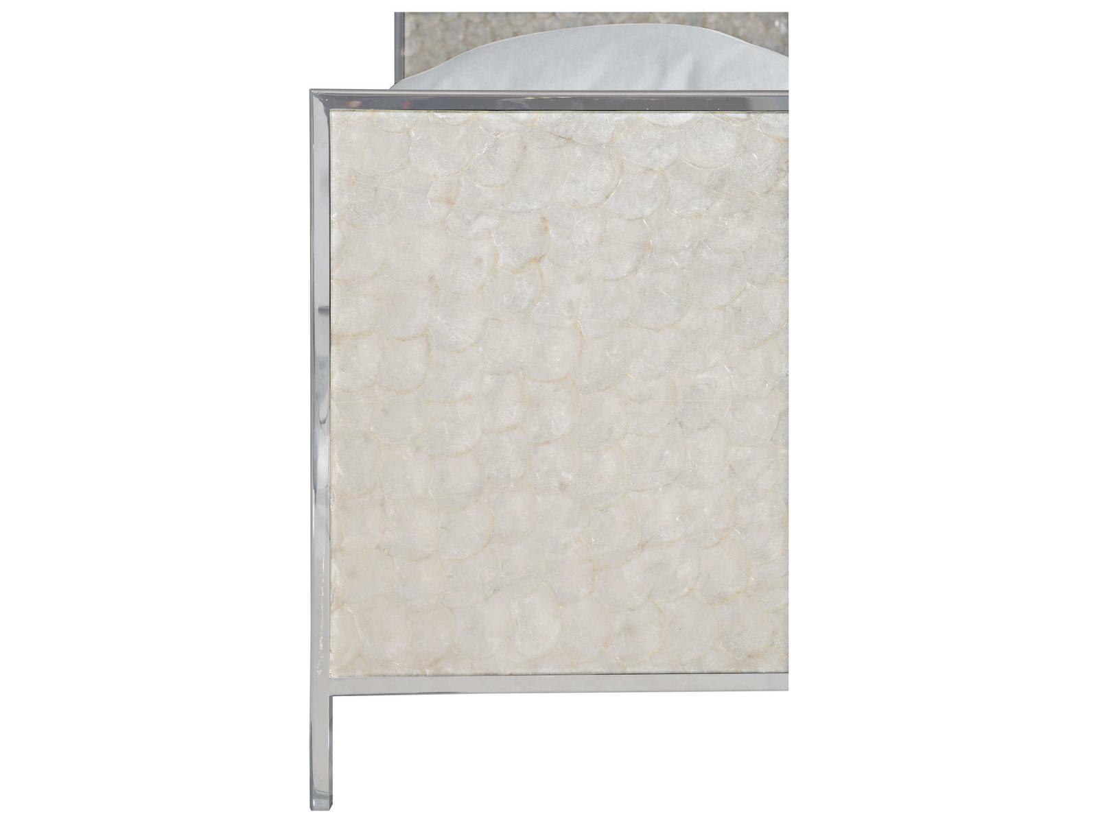 Interiors Helios King Panel Bed with Capiz Shell Headboard and Stainless Steel Frame
