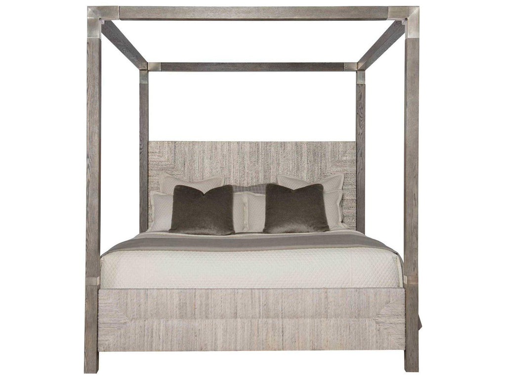 Interiors Palma King Size Canopy Bed with Rustic Gray Oak and Abaca