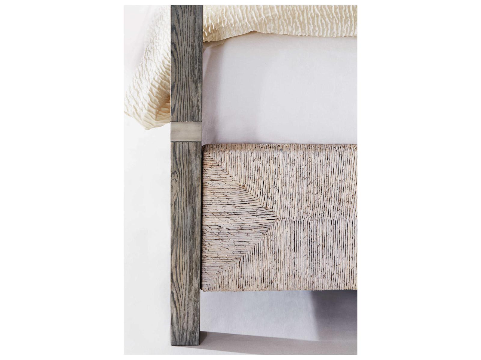 Interiors Palma King Size Canopy Bed with Rustic Gray Oak and Abaca