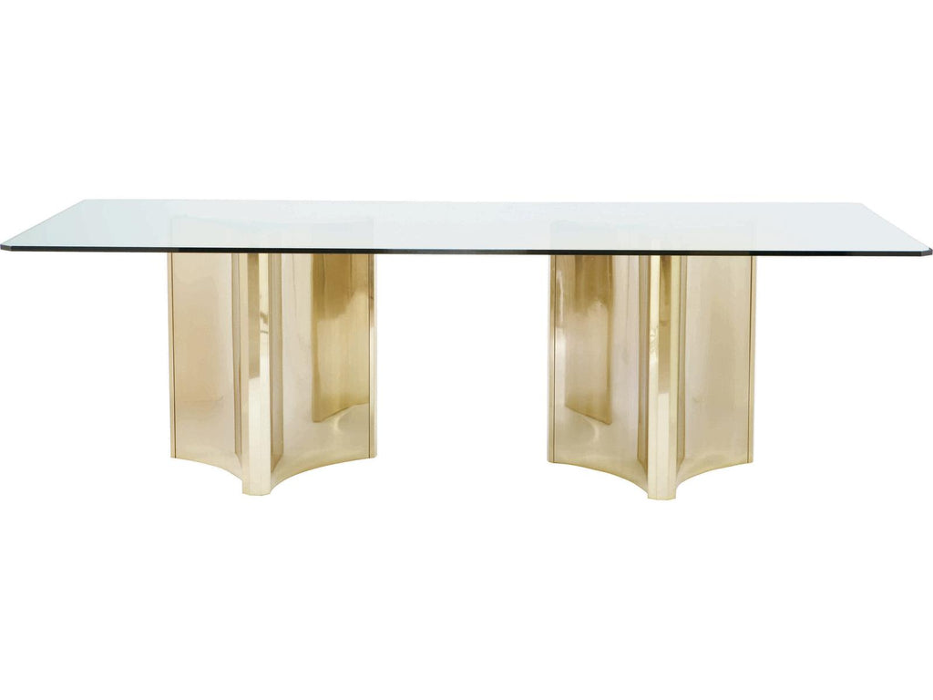 Abbott 100-Inch Rectangle Dining Table in Glass and Patinated Brass