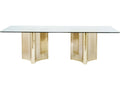 Abbott 100-Inch Rectangle Dining Table in Glass and Patinated Brass