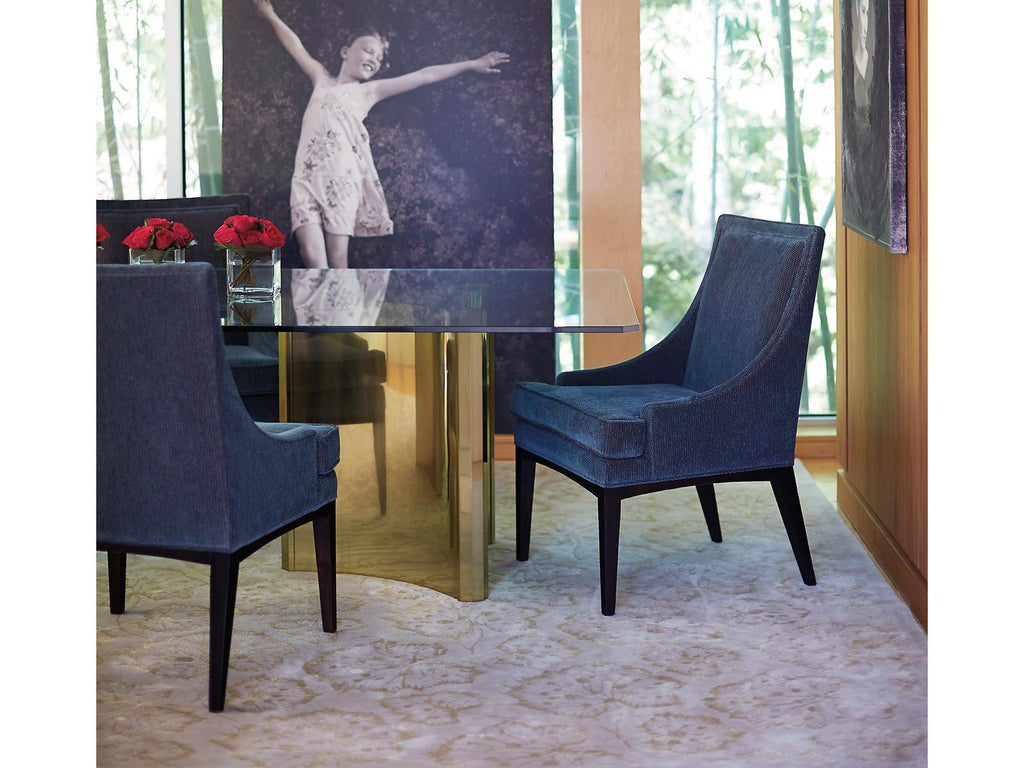 Abbott 100-Inch Rectangle Dining Table in Glass and Patinated Brass