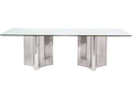 Abbott 100-Inch Rectangle Dining Table in Polished Stainless Steel and Glass