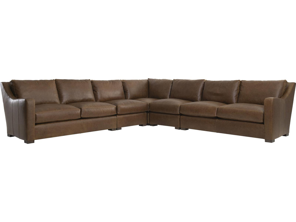 Ventura 5-Piece Modular Leather Sectional Sofa in Brown