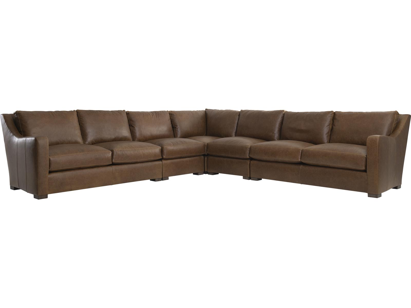 Ventura 5-Piece Modular Leather Sectional Sofa in Brown