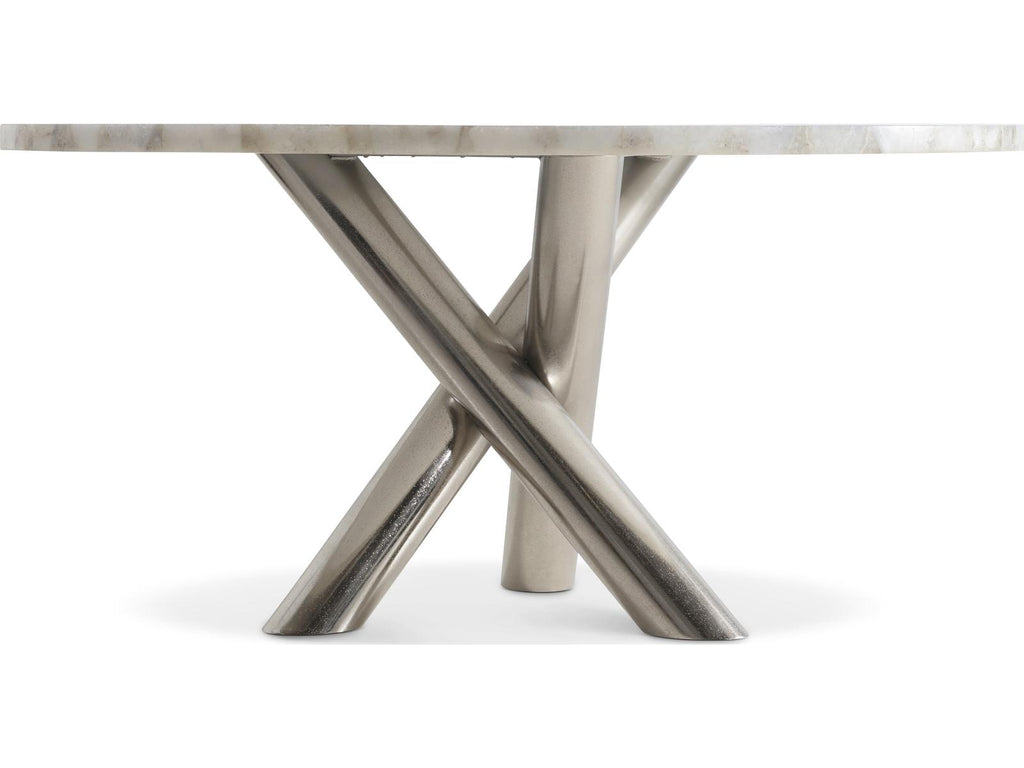 Ornella 60-Inch Round Dining Table with Agate Top and Metal Base