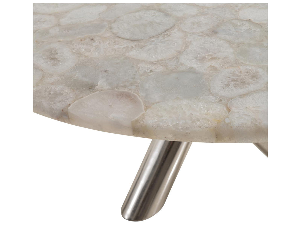 Ornella 60-Inch Round Dining Table with Agate Top and Metal Base