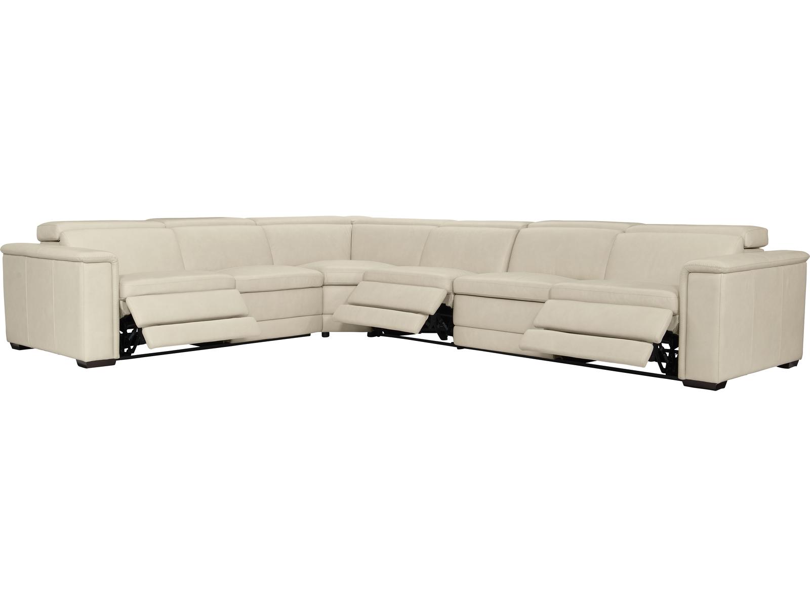 Lioni 4-Piece Modular Power Motion Top-Grain Leather Sectional with USB Ports