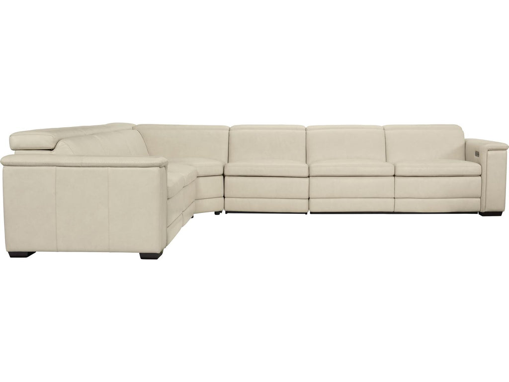 Lioni 4-Piece Modular Power Motion Top-Grain Leather Sectional with USB Ports