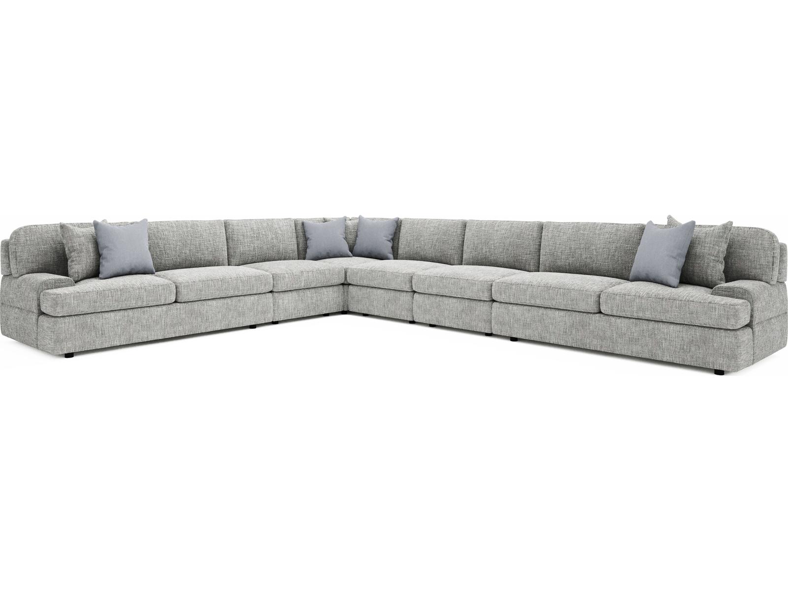 Serena 6-Piece Fabric Sectional Sofa in Gray with Low Track Arms