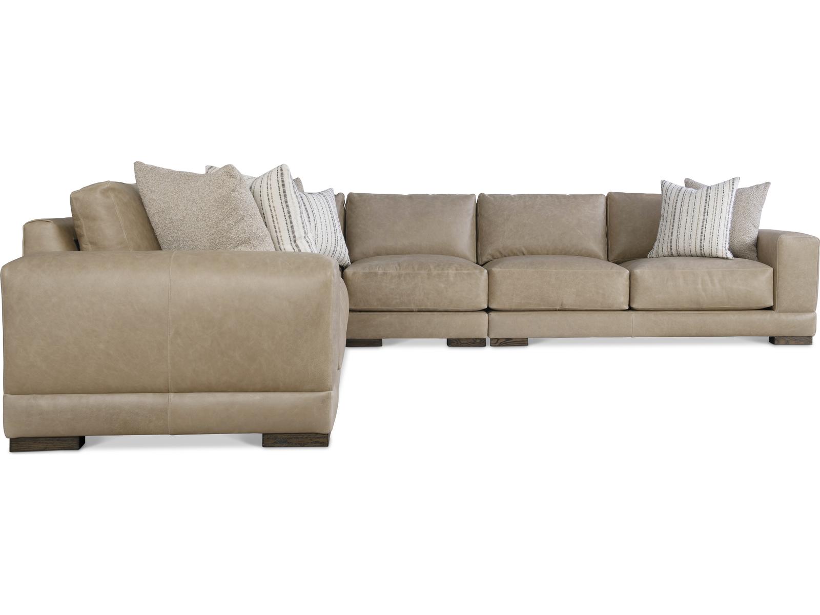 Lars 5-Piece Leather Sectional Sofa with Track Arms and Block Feet
