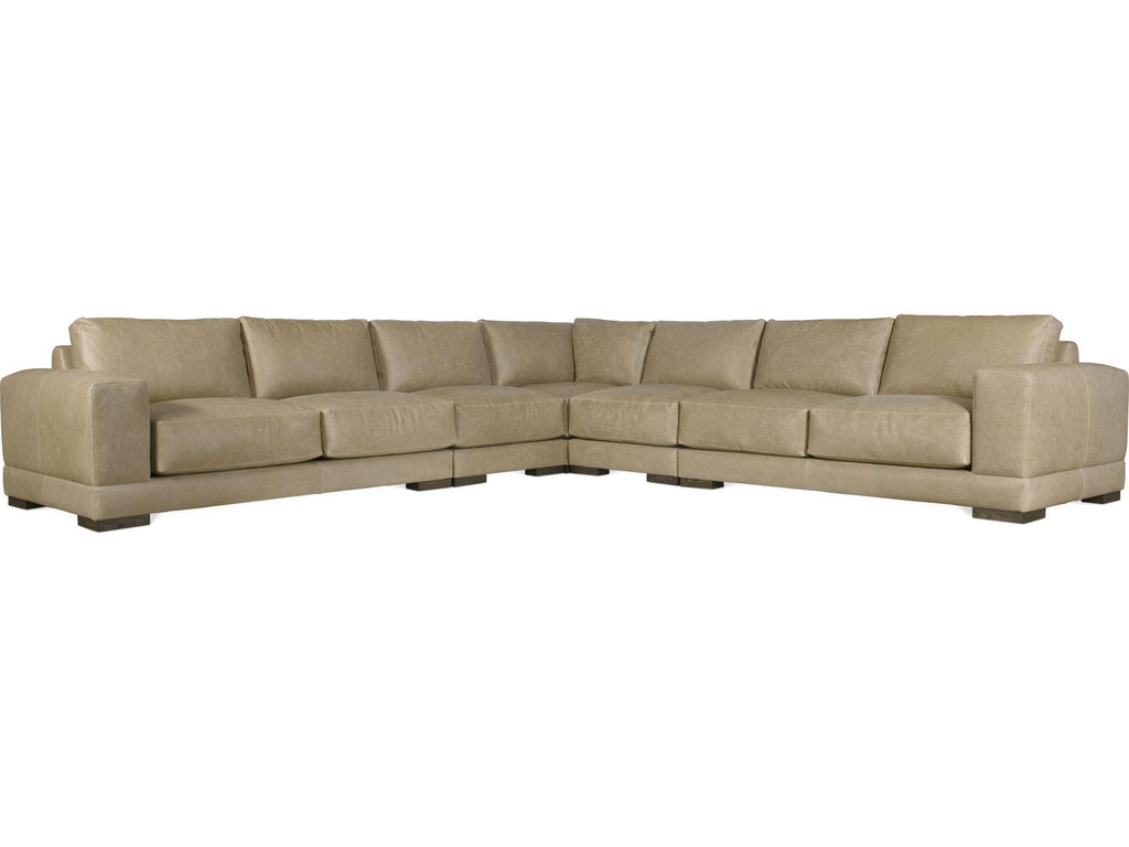 Lars 5-Piece Leather Sectional Sofa with Track Arms and Block Feet