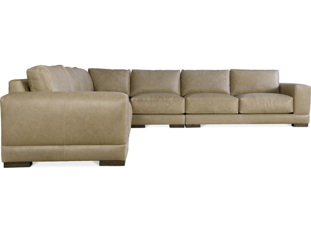 Lars 5-Piece Leather Sectional Sofa with Track Arms and Block Feet