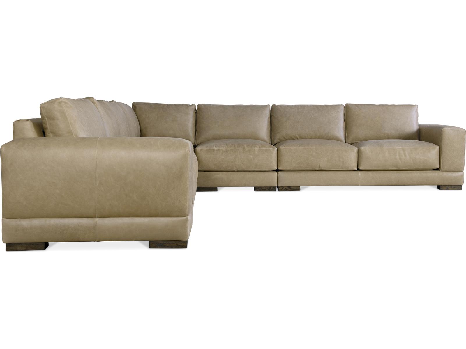 Lars 5-Piece Leather Sectional Sofa with Track Arms and Block Feet