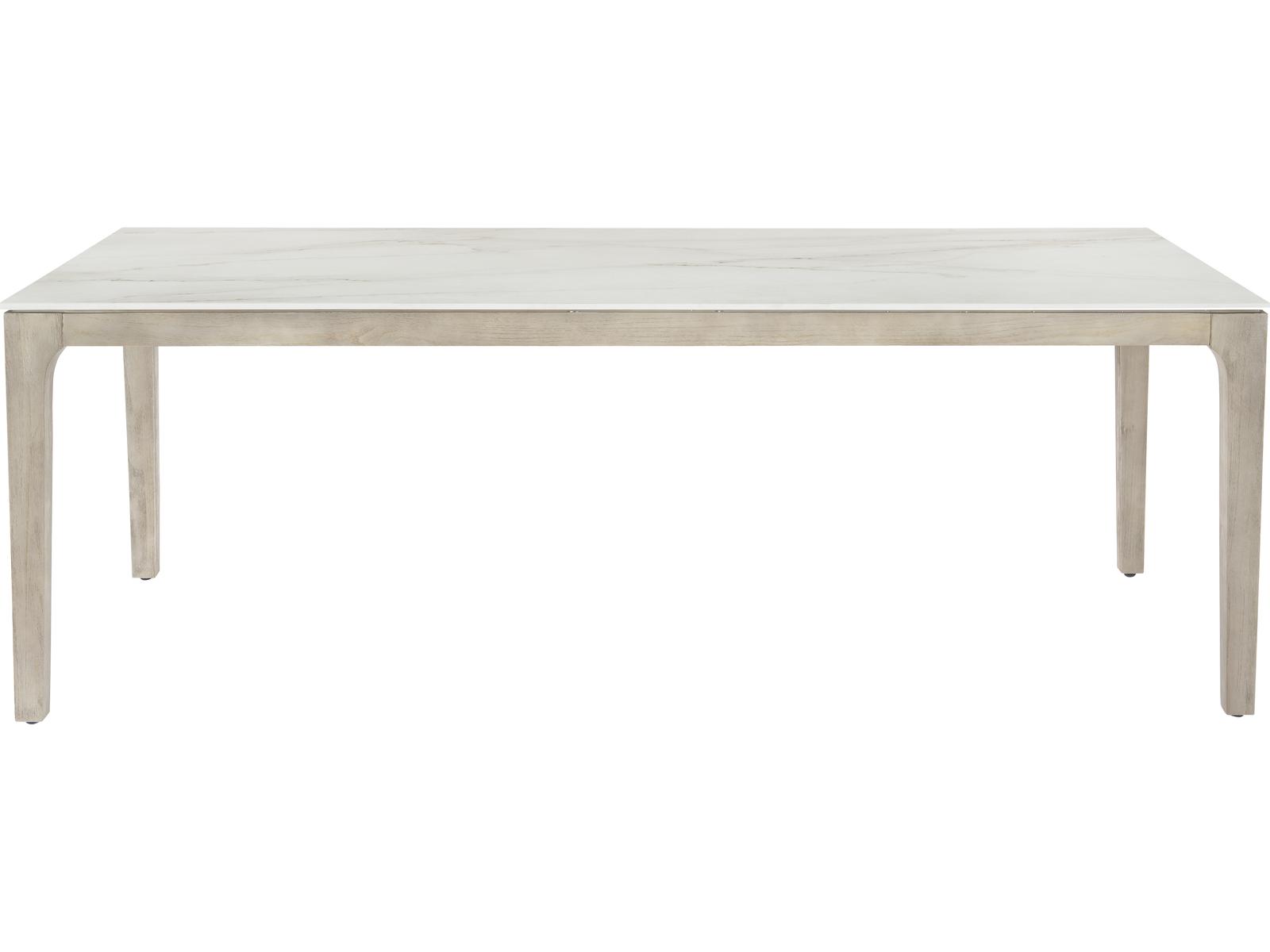 Exteriors Marbella 85-Inch Rectangle Outdoor Dining Table in Matte Shell White and Sun Washed Teak