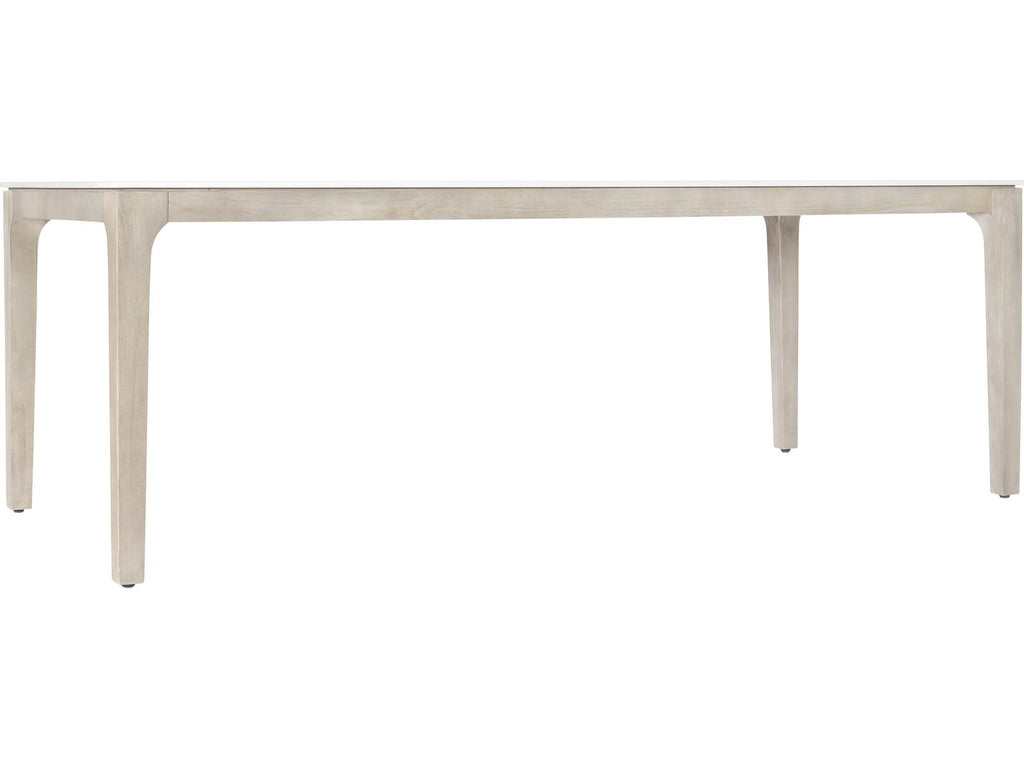 Exteriors Marbella 85-Inch Rectangle Outdoor Dining Table in Matte Shell White and Sun Washed Teak