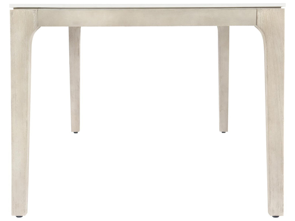 Exteriors Marbella 85-Inch Rectangle Outdoor Dining Table in Matte Shell White and Sun Washed Teak
