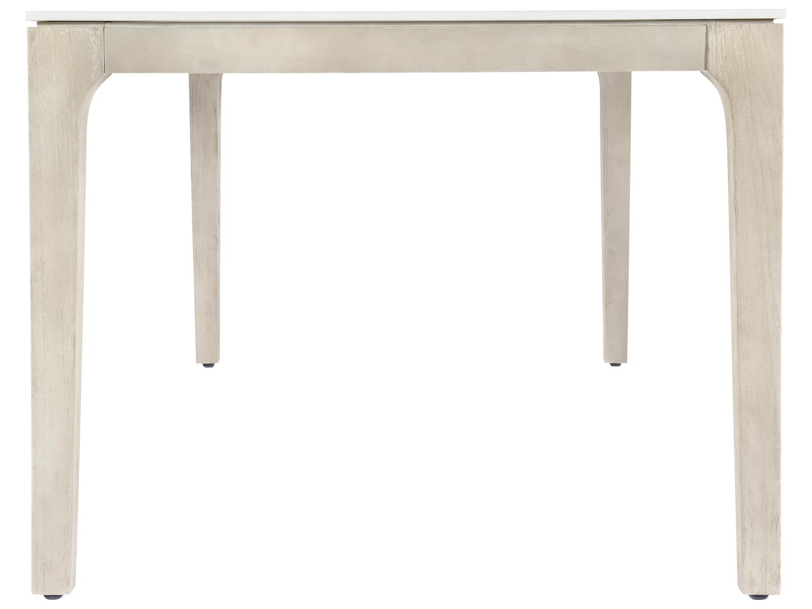 Exteriors Marbella 85-Inch Rectangle Outdoor Dining Table in Matte Shell White and Sun Washed Teak