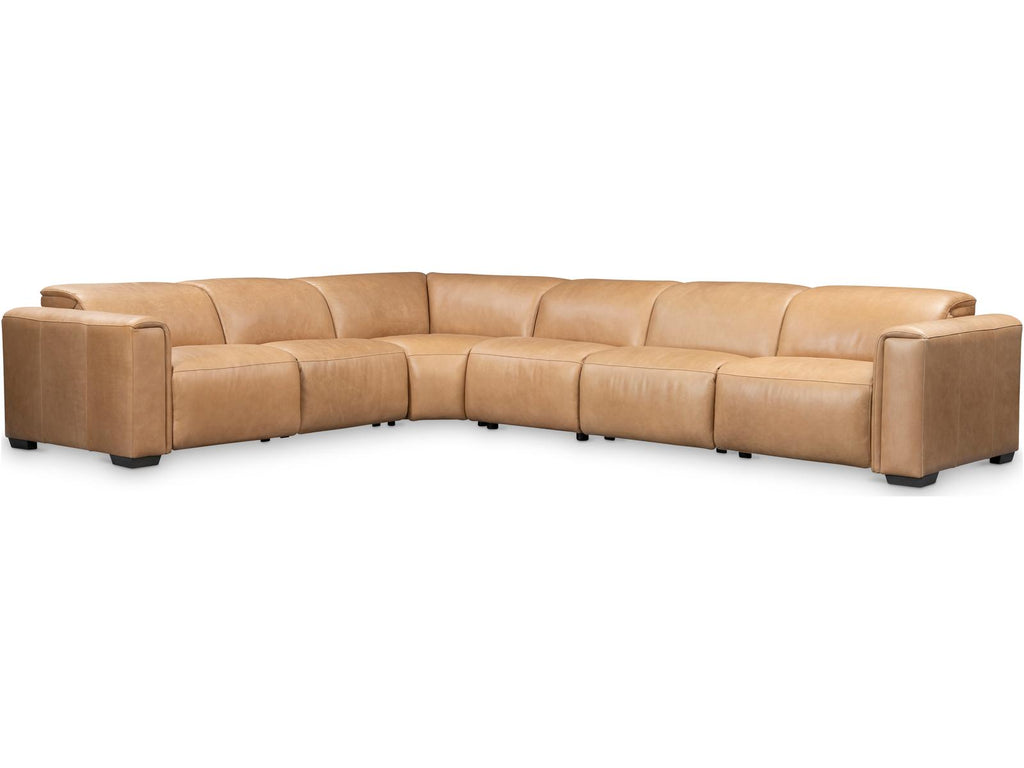 Billings 6-Piece Power Motion Leather Sectional in Tan