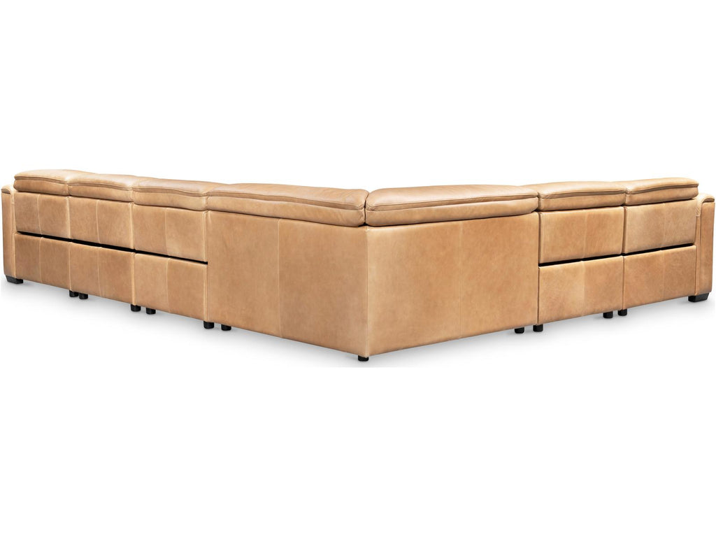Billings 6-Piece Power Motion Leather Sectional in Tan