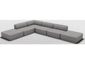 Cube 4-Piece Modular Sectional Sofa in Grey Boucle