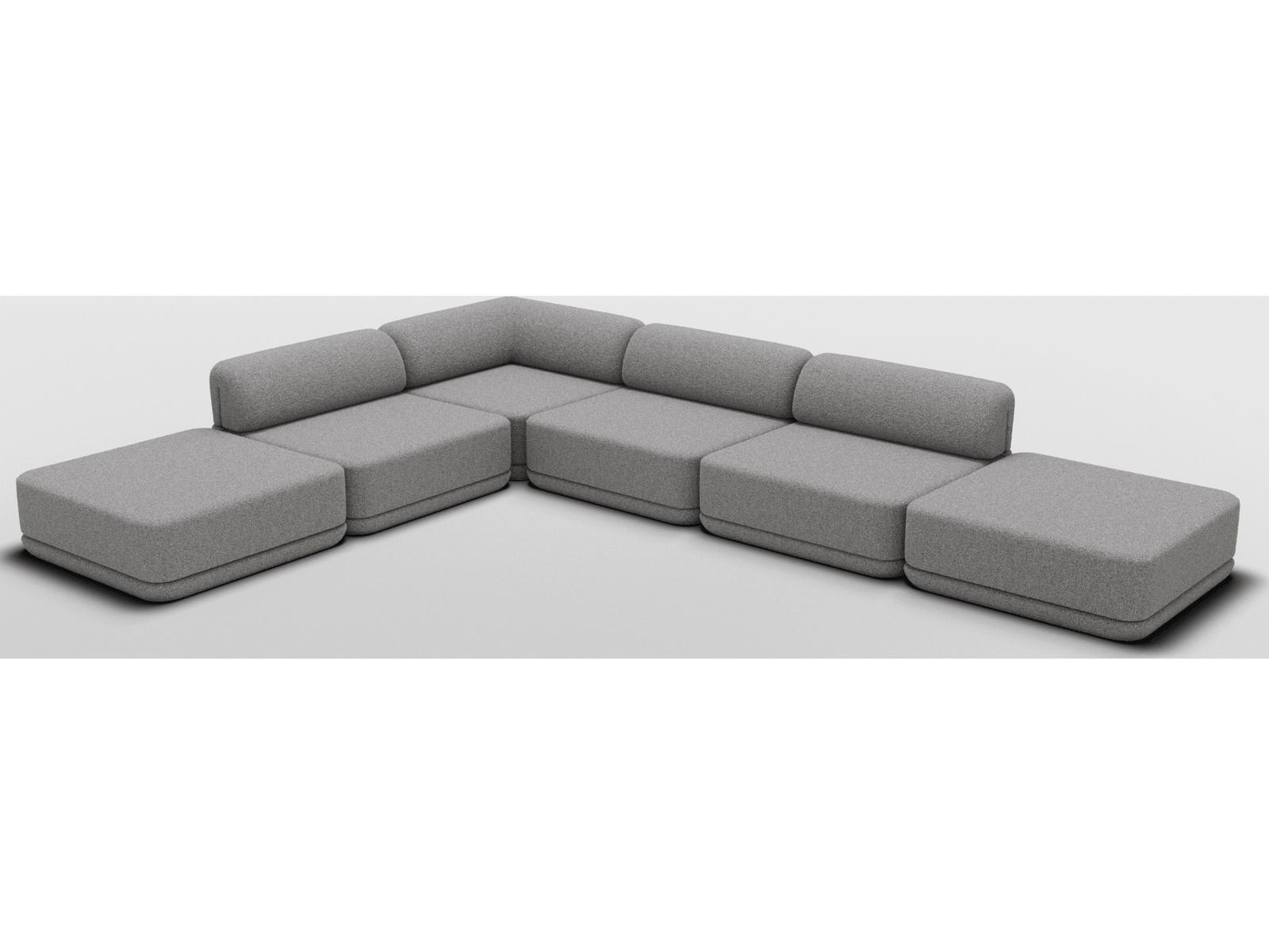 Cube 4-Piece Modular Sectional Sofa in Grey Boucle