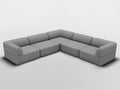 Cube Modular Corner Boucle Sectional Seat in Grey